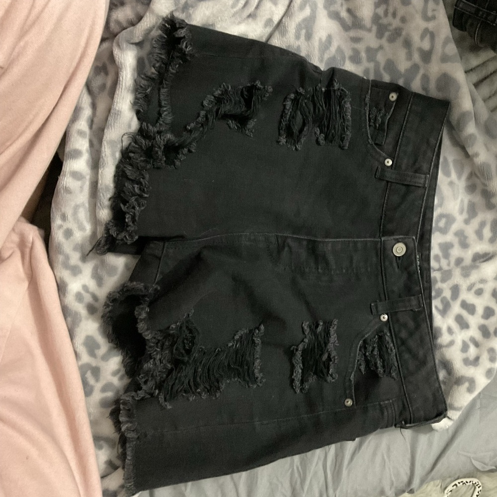 black denim shorts